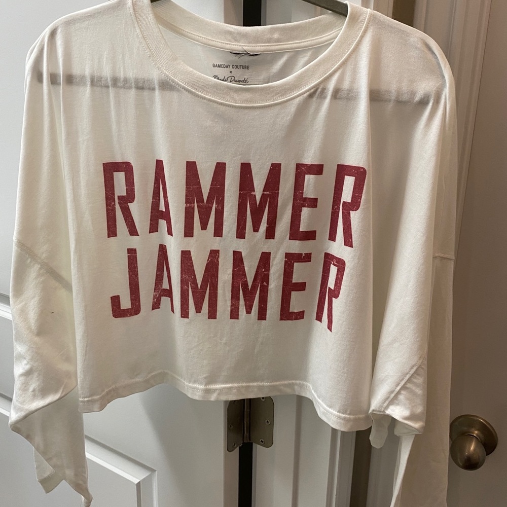 University of Alabama rammer jammer cropped T-shirt, long sleeved